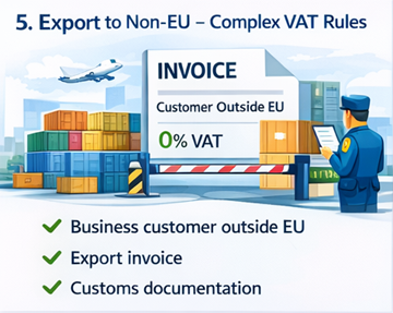Export transport leaving European Union with customs declaration and shipping documentation