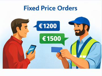 Customer and carrier negotiating fixed transport price on mobile app and digital platform