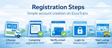 Simple step by step registration process on ExusTrans for customers carriers and private persons